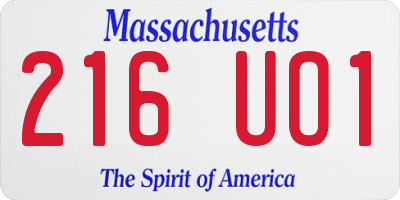 MA license plate 216UO1