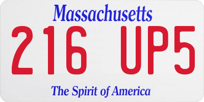MA license plate 216UP5
