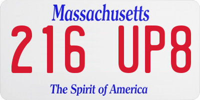MA license plate 216UP8