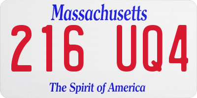 MA license plate 216UQ4