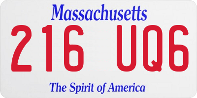 MA license plate 216UQ6