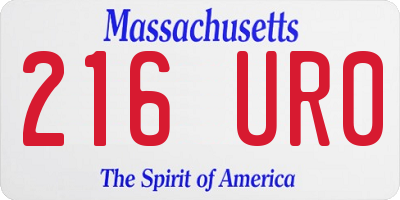 MA license plate 216UR0
