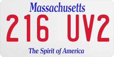 MA license plate 216UV2