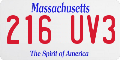 MA license plate 216UV3