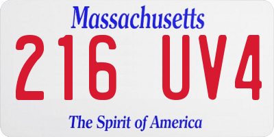 MA license plate 216UV4