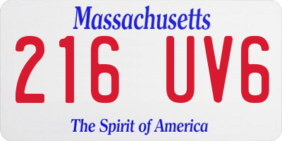 MA license plate 216UV6