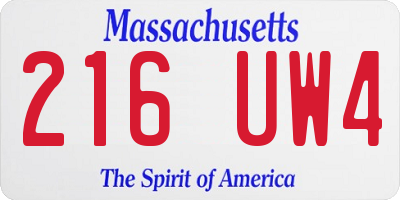MA license plate 216UW4