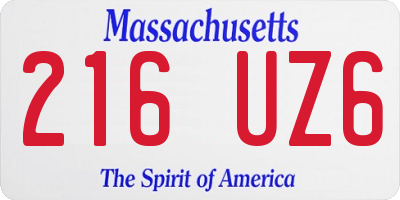 MA license plate 216UZ6