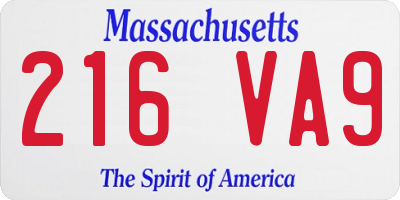 MA license plate 216VA9