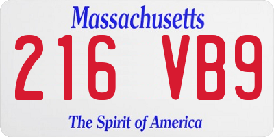 MA license plate 216VB9