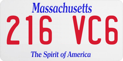 MA license plate 216VC6