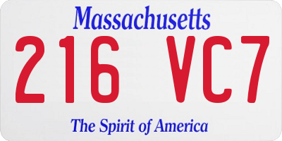 MA license plate 216VC7