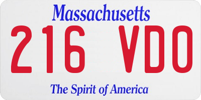 MA license plate 216VD0