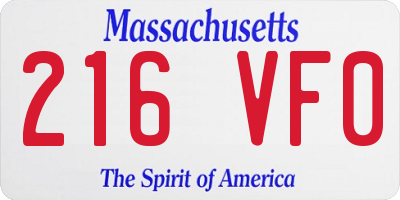 MA license plate 216VF0