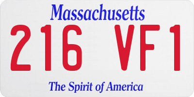 MA license plate 216VF1
