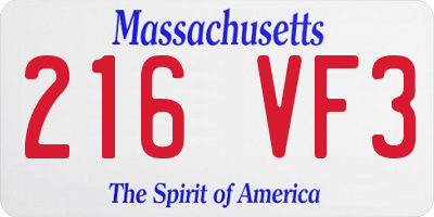 MA license plate 216VF3