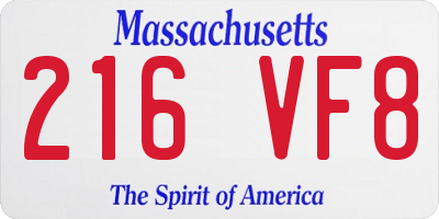 MA license plate 216VF8
