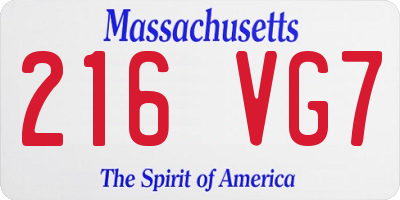MA license plate 216VG7
