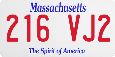 MA license plate 216VJ2