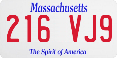MA license plate 216VJ9