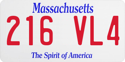 MA license plate 216VL4