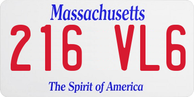 MA license plate 216VL6