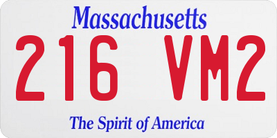 MA license plate 216VM2