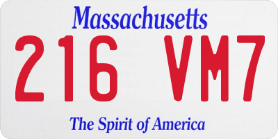 MA license plate 216VM7