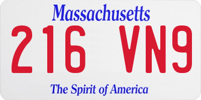 MA license plate 216VN9