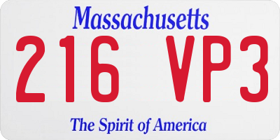 MA license plate 216VP3