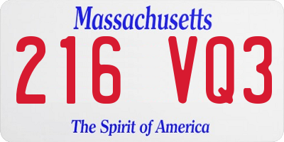 MA license plate 216VQ3