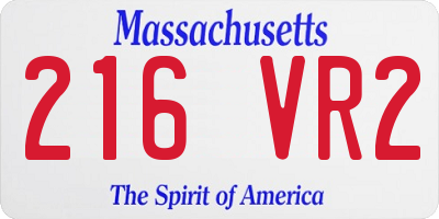 MA license plate 216VR2