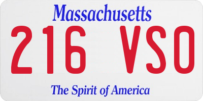 MA license plate 216VS0
