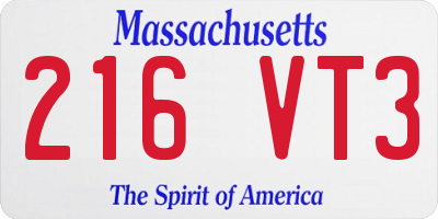 MA license plate 216VT3