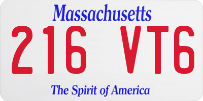 MA license plate 216VT6