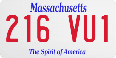 MA license plate 216VU1