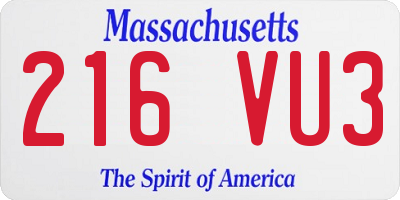 MA license plate 216VU3