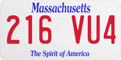 MA license plate 216VU4