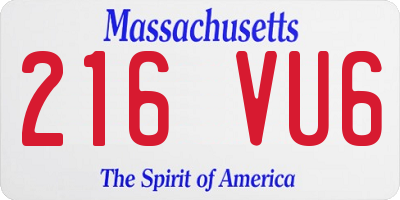 MA license plate 216VU6