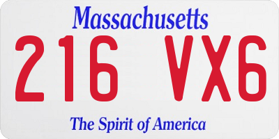 MA license plate 216VX6