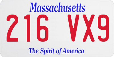 MA license plate 216VX9