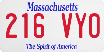 MA license plate 216VY0