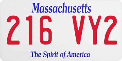 MA license plate 216VY2