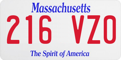 MA license plate 216VZ0