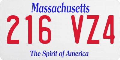 MA license plate 216VZ4