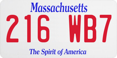 MA license plate 216WB7