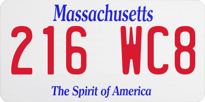 MA license plate 216WC8