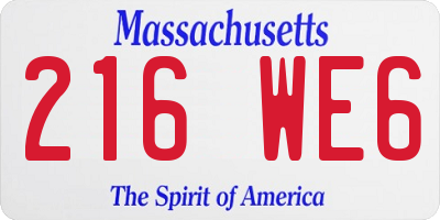 MA license plate 216WE6
