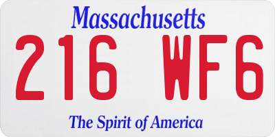 MA license plate 216WF6