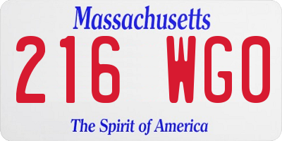 MA license plate 216WG0